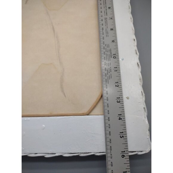 Vintage 1970s White Wicker Wall Mirror Cottage Retro, Rectangular 16" x 12" - Picture 9 of 14